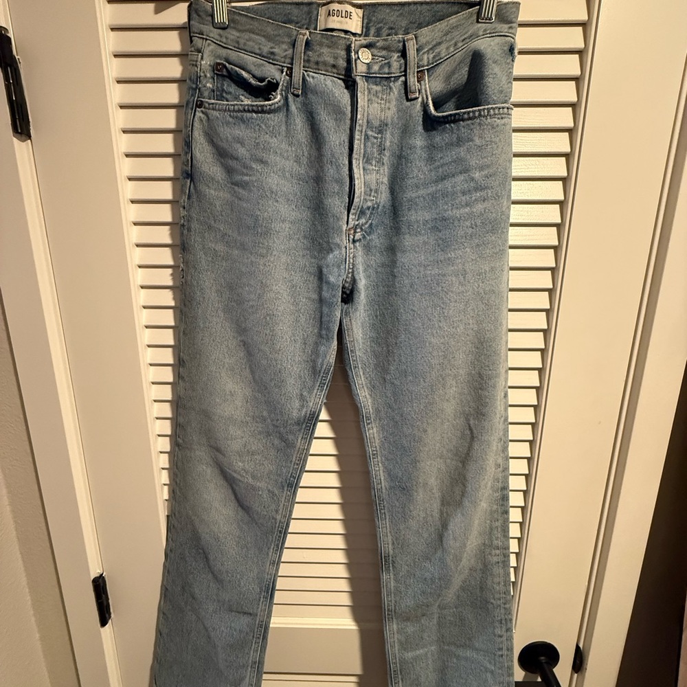 Agolde Blue Straight Leg Jeans High-Waisted